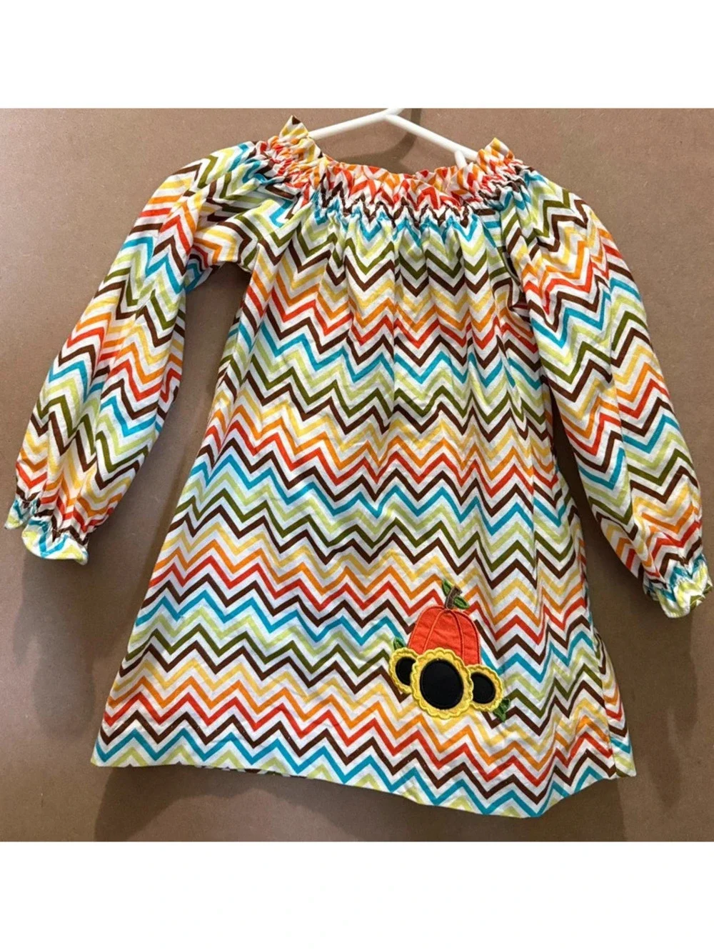 Be Mine Chevron Striped Fall Pumpkin Sunflower Dress